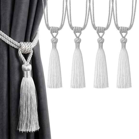 4 Pack Curtain Tiebacks Tassel Tie-Backs, Rope Curtain Tie Backs