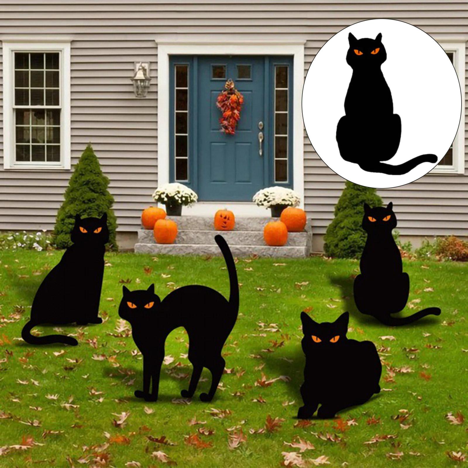 Black Cat Silhouette Garden Stakes, Decorative Metal Gifts Animal