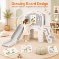 thumbnail image 3 of DKMOCO 9 in 1 Toddler Slide Set, Baby Slide for Kids 1-3 with LED Lights, Drawing Board and Building Blocks Board, Indoor Outdoor Playset Playground, White Gray, 3 of 7