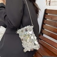 thumbnail image 7 of Purse for Women Sequin Crossbody Cell Phone Purse Compact Glitter Metal Chain Sling Bag for Evening Party Hang Bags for Women Color Silver Size One Size, 7 of 7