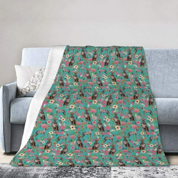 Catahoula Leopard Dogs Lovers Flower Floral Blanket Gifts For Kids Adults - Lightweight Throw Blanket For Bedroom Living Room Decor Soft Fuzzy Fleece Cozy Plush Bed Couch 40"X30"