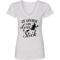 thumbnail image 3 of Inktastic Of Course I Can Drive a Stick with Witch Women's V-Neck T-Shirt, 3 of 5