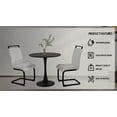 thumbnail image 6 of Dining Sets 31.5 " Black circular dining table, tulip dining table, kitchen dining table for 2-4 people, MDF tabletop and base, and 2 white PU black metal leg dining chair set 2,Kitchen Sets, 6 of 15