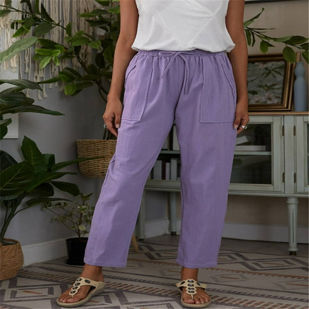 Pantalones Casuales,Pantalones Casuales para Mujer Pantalones de algodón para Mujer Pantalones con cordón Compactos y livianos
