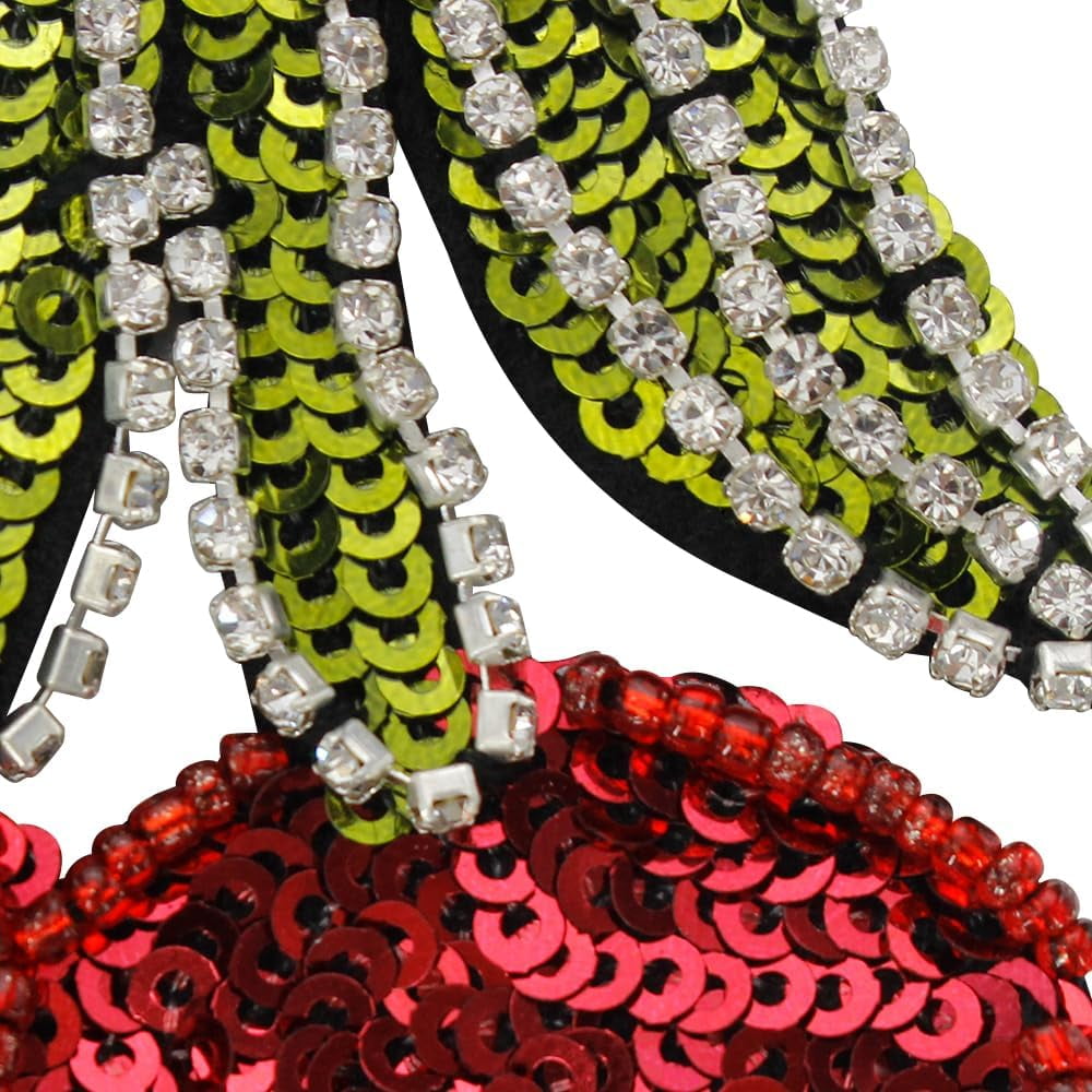 2PCS Fruits Beaded Sew on Patches Lemon Orange Cherry Sequins Rhinestone Sew on Embroidery Beaded Emblem DIY Costume Craft Applique (E)