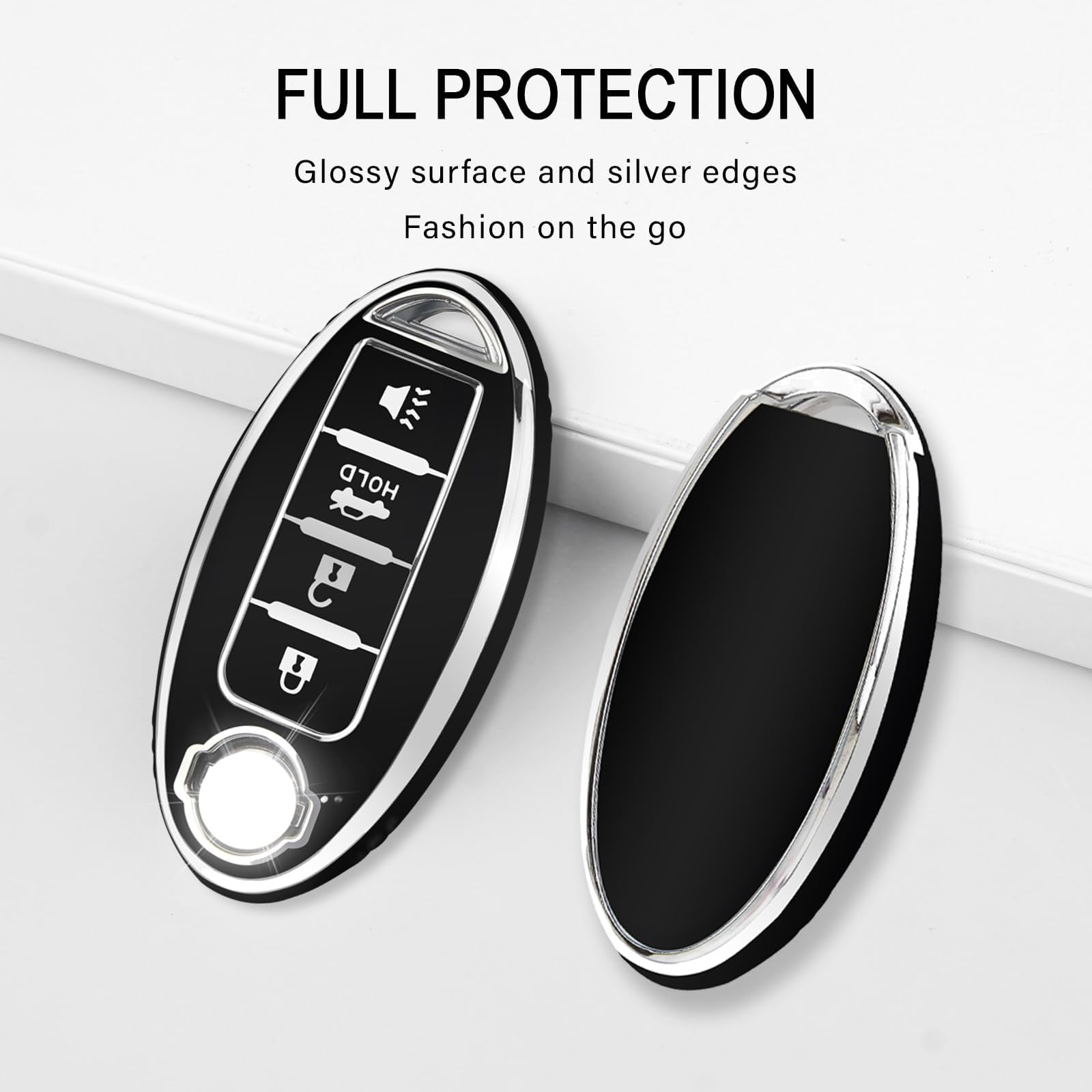Nissan Key Fob Cover - 4-Button Car Key Protector Case, Compatible with 2023-2024 Pathfinder & Rogue, Includes Metal Keychain - Remote Key Protection Accessory