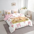 thumbnail image 3 of Manfei Cartoon Bowknot Deer Bedding Comforter Set 7 Pieces for Teens, Pink Flower Floral Full Bedding Set, Magic Kawaii Animal Reversible Fitted Sheet Flat Sheet, Luxury Bedroom Decor, 3 of 7
