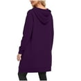 thumbnail image 3 of GuzomFashion Womens Purple Longline Zip Up Hoodie 100% Polyester Relaxed Fit With Side Pockets Warm for Daily Outings & Cool Seasons,Size M, 3 of 7