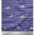 thumbnail image 1 of Soimoi Purple Velvet Fabric Flying Flamingo & Stripe Print Fabric by the Yard 58 Inch Wide, 1 of 3