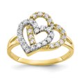 thumbnail image 1 of 10K Rhodium Plated Yellow Gold & Rhodium Double Heart Ring, 1 of 2