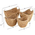 thumbnail image 6 of Seagrass Handmade rative and Functional Storage Basket Woven Curved Basket Organizer with Silver Metal Handles, Set of 4 Basket for Storage 14", 16", 19", 21"W, Brown, 6 of 12