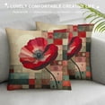 thumbnail image 3 of GOSMITH  Flower Pillow Cushion Cover, Red Poppy Flower Grungy Paint Brush Effect Beige Floral Design Digital Art Print, Decorative Square Accent Pillow Case, Red Ivory, 3 of 5