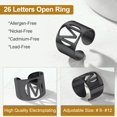 thumbnail image 6 of KeyStyle Letter Initial Rings for Women Men Black Plated Cuff Statement Rings Adjustable Personalised Jewelry Mother's Day Gift for Mom, 6 of 10