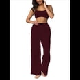 thumbnail image 2 of Conjuntos Casuales de Dos Piezas para Mujer, Camiseta Sin Mangas con Cuello en V y Cintura Elástica, Chándal de Verano con Bolsillo. Vino Tinto L, 2 of 8