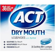 ACT Dry Mouth Lozenges Soothing Mint, 18 Ct (2 Pack).