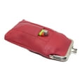 thumbnail image 6 of Genuine Leather Red Cigarette Case Holder Slim Pack Regular or 100's & Lighter Pocket with Metal Twist Clasp Red, 6 of 6