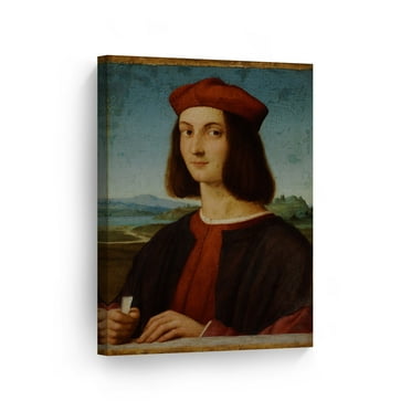 Smile Art Design Portrait of a Young Man by Raphael Art Canvas Print Famous Fine Art Oil Painting Reproduction Canvas Wall Art Renaissance Art Home Decor Ready to Hang Made in the USA 28x19