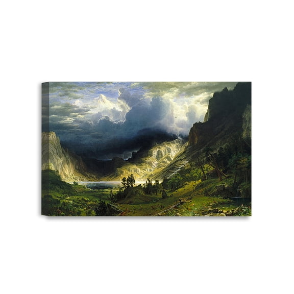 DECORARTS -A Storm in the Rocky Mountains by Albert Bierstadt Classic Art, Giclee Print Canvas Art for Home Decor 24x16