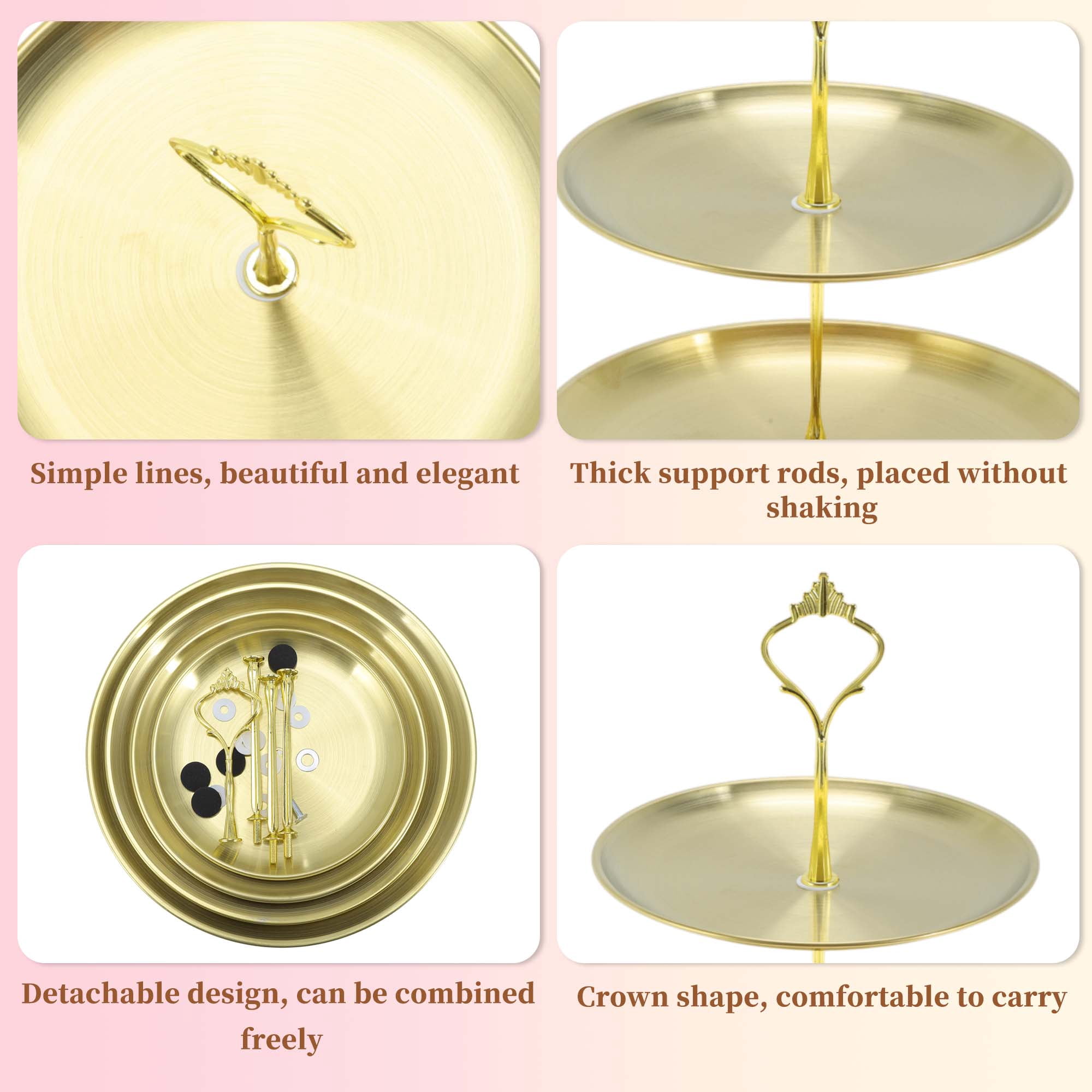 Unique Bargains 4 Tier Dessert Cupcake Stand Holder Round Cup Cake Tower Gold Tone