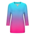 thumbnail image 5 of Women's Plus Size Casual 3/4 Sleeve V-Neck T-Shirt, Loose Fit Tunic Blouse, Summer Gradient Large Size Comfortable Top for Daily Wear, Limited Time Off, 5 of 5