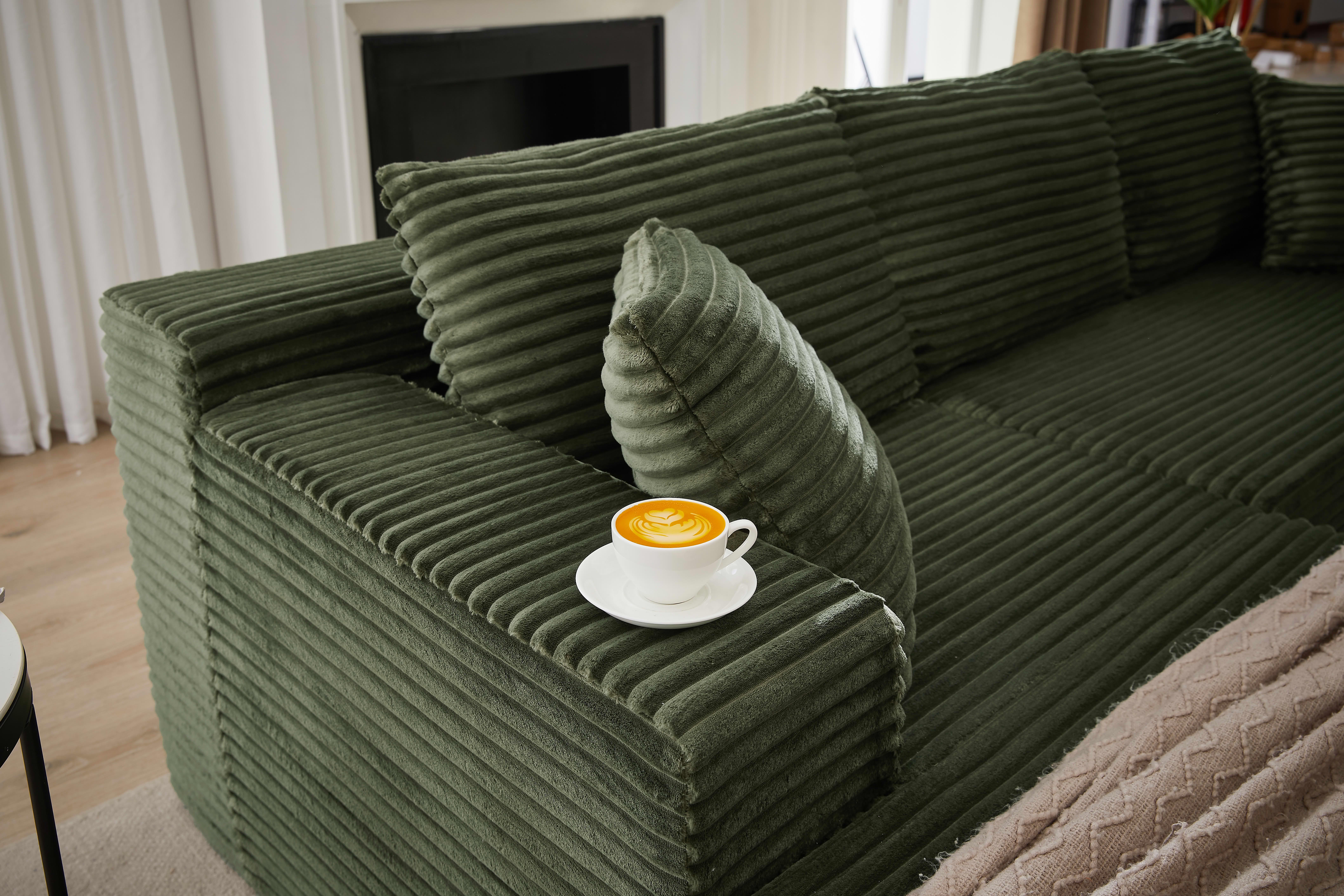 MAYEERTY L-Shaped Cloud Sectional Sofa, Deep Seat Plush Sleeper Couch for Living Room & Apartment, 103×65" Green