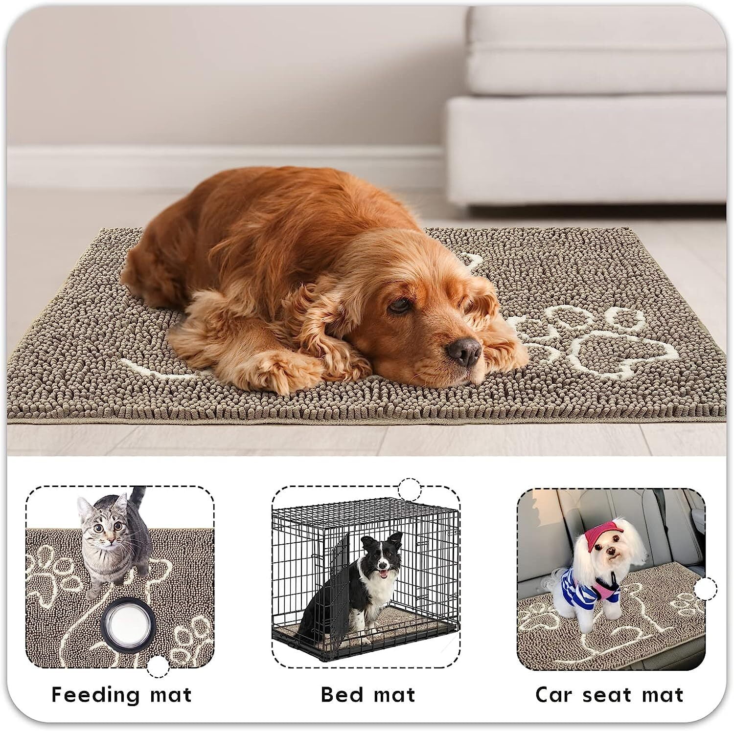 Mrdurns Super Absorbent Chenille Indoor Doormats, Muddy Paws Door Mats for  Dirty Dogs Rugs - Absorb Water Quick Dry Machine Washable - Pet Entryway