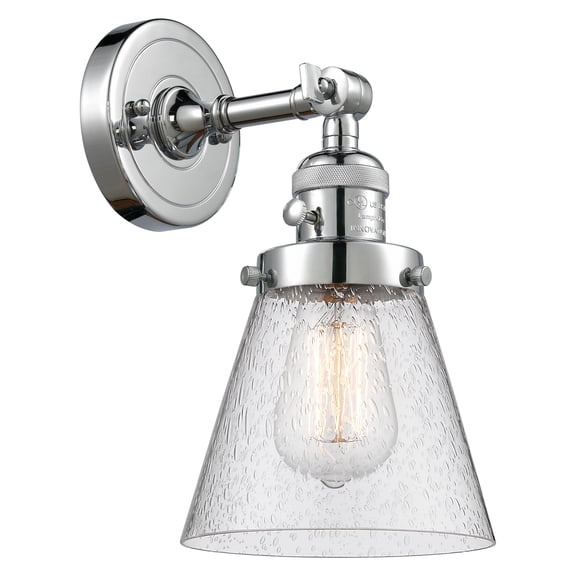 Innovations 203SW-PC-G64-LED Small Cone 1 Light Sconce part of the Franklin Restoration Collection, Polished Chrome