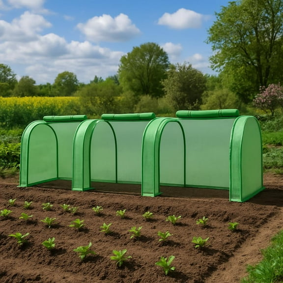 Heavy Duty Walk-in Greenhouse for Outdoors, Large Outdoor Plant Green House with Roll-Up Zipper Door, Reinforced Frame & PE Cover