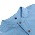 thumbnail image 5 of ZUKMRJPC Mens Summer Linen Shirts Roll Up Sleeve Casual Spring Button Up Basic T Shirt Lightweight Breathable Vacation Beach Tops, 5 of 7