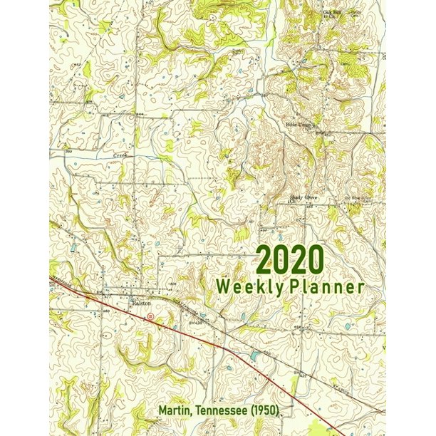 2020 Weekly Planner Martin, Tennessee (1950) Vintage Topo Map Cover