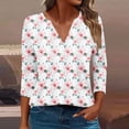 thumbnail image 2 of CYMMPU Blouses for Women Dressy Casual V Neck Loose Fit Tunic Tops Summer Fashion Shirts Flower Printed Spring Tops 3/4 Sleeve Business Elegant Work Topss Multicolor S, 2 of 5