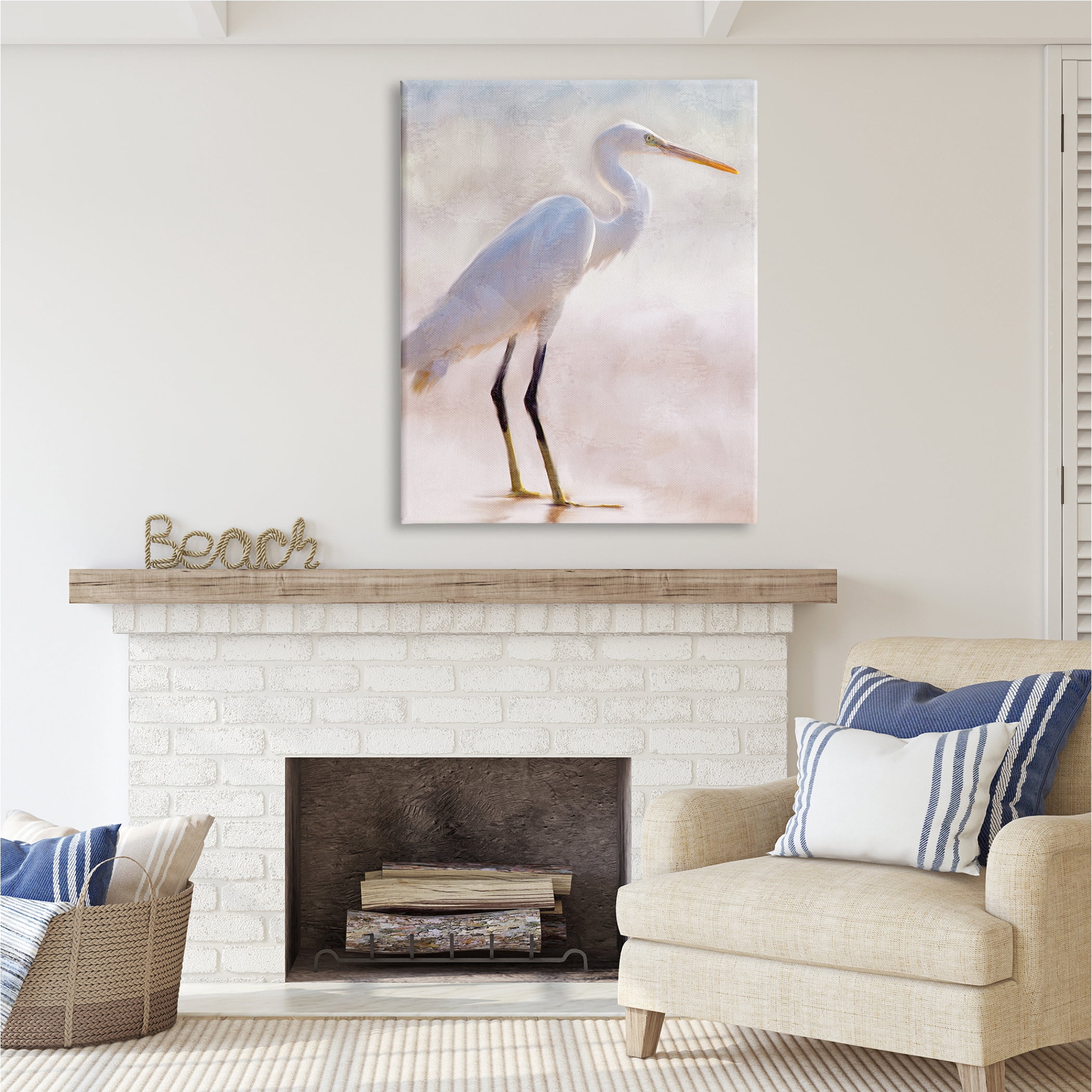 Stupell Industries Egret Wildlife Portrait Animals & Insects Painting Gallery Wrapped Canvas Print Wall Art, 36 x 48