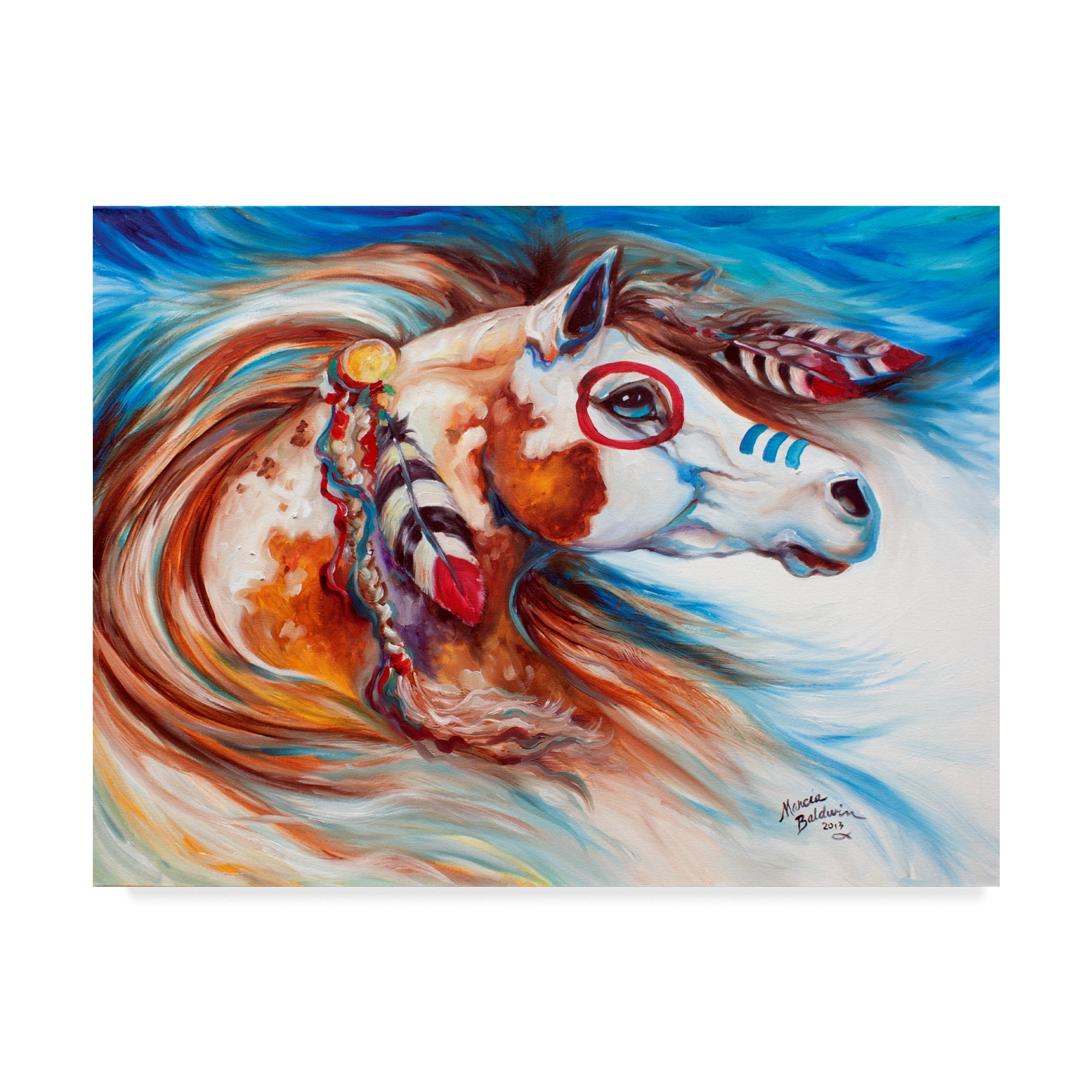 Native American Indian Pony Stallion War Horse Painting 8x10 Art Print Woods 