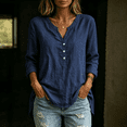thumbnail image 5 of Linen Shirts for Women Button V Neck Long Sleeve Tops Dressy Casual Loose Blouses, M, 5 of 5