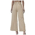 thumbnail image 5 of Wycnly Womens Palazzo Pants Palazzo Pants Women Vintage Slit High Waist Loose Wide Leg Long Pants with Belt Fashion Striped Print Lightweight Dress Pants Trousers Fall, 5 of 7