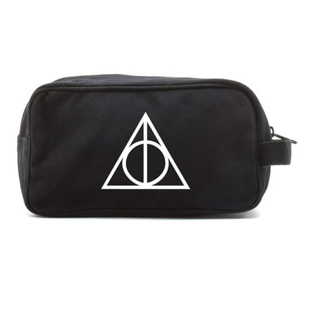 Deathly Hallows Harry Potter Canvas Shower Kit Travel Toiletry Bag Case in Black & White