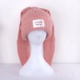 thumbnail image 1 of Gorro de orejas largas de conejo para hombre y mujer, gorro cálido de punto con letras, Unisex, 1 of 4