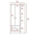 thumbnail image 4 of Boahaus Frankfurt Modern Bedroom Armoire 3 Opening Doors 2 Drawers White for Adults, 4 of 4
