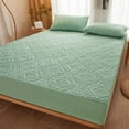 thumbnail image 1 of 3pcs Solid Color Fitted Sheet (Fitted Sheet 1pcs + Pillowcase 2pcs, Without Core), Anti-mite And Anti-bacterial Waterproof Embowel Design With Cotton Clip 360° Package Height 12inch/30cm Fitted Sheet, 1 of 5
