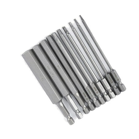 

10Pcs Hex Head Hex Wrench Drill Bits Set 100mm Metric Hex Screwdriver Bits Magnetic Tip Screwdriver Socket Bit
