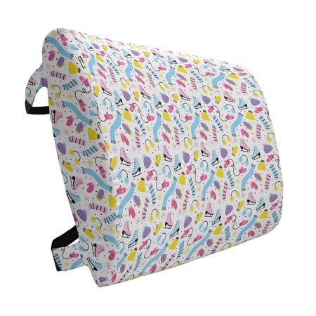 

Ice Skates Lumbar Pillow Colorful Repetitive Pattern of Winter Clothes with Snowflake Motifs Soft Back Cushion for Office Chairs with Adjustable Straps 14 x 13 Multicolor by Ambesonne
