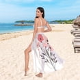 thumbnail image 6 of FORMRS Womens Long Sarong Beach Wrap Semi-Sheer Bikini Skirt Bathing Swimsuit Cover Up, Pink Flower, 6 of 7