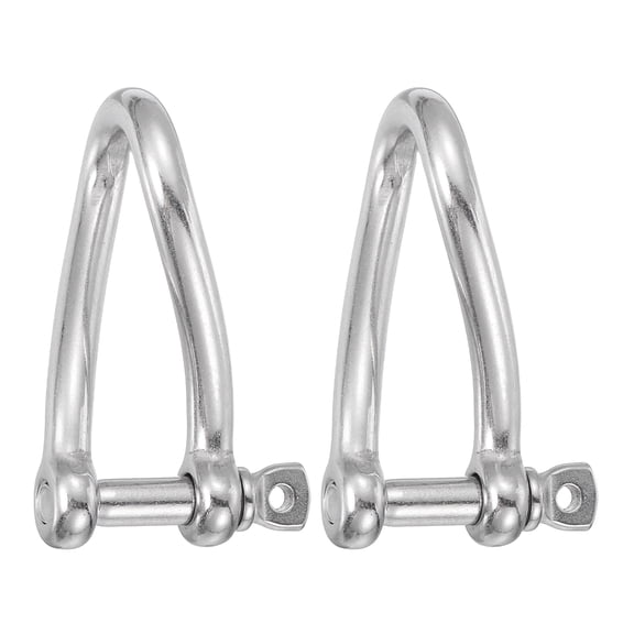 Uxcell 316 Stainless Steel Twist Shackle 3/8" 10mm, 1278 lbs Load Twisted Clevis with Screw Pin 2 Pcs