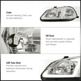 thumbnail image 2 of Crystal Clear Headlights For 96 97 98 Honda Civic EK EJ – Chrome Housing Pair 2 of 4