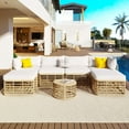 thumbnail image 2 of 7-Piece Outdoor Patio Furniture, All-Weather Rattan Sectional Sofa Set with Thick Cushions and Pillows, Freely Combined Conversation Sets for Garden, Backyard, Balcony (Beige), 2 of 12