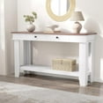 thumbnail image 1 of 54" Farmhouse Console Table with Drawers - Wooden Entryway Table with Open Shelf for Sofa, Hallway & Living Room, 1 of 7