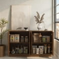 thumbnail image 3 of Tcbosik 55.1" Buffet Cabinet with Storage, Modern Kitchen Sideboard with 4 Doors, Credenza with Adjustable Shelves, Coffee Bar Cabinet for Living Room, Dining Room, Entryway, Dark Wood Color, 3 of 8