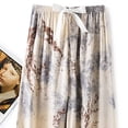 thumbnail image 4 of Women's Summer Wide Leg Pants Cotton Lightweight Fashion Print Drawstring Waist Casual Pants Daily Wear (Free Size, Multicolor), 4 of 5