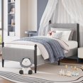 thumbnail image 1 of Yeshouse estructura de cama tapizada con cabecero de terciopelo, plataforma de tela de pana suave, soporte de listones de madera y patas resistentes, sin somier, silenciosa y fácil de montar, 1 of 9