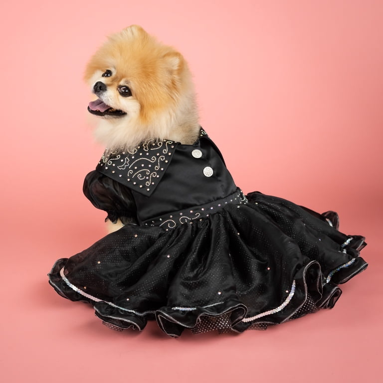 Doggy Parton, Dog Clothes, Shimmering Evening Pet Dress, Black, Medium